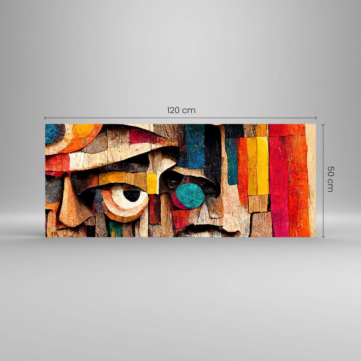 Quadro su vetro - Volti astratti dai colori intensi - 120x50cm - Ti vedo... - Decorazione murale moderna per soggiorno e camera da letto ARTTOR