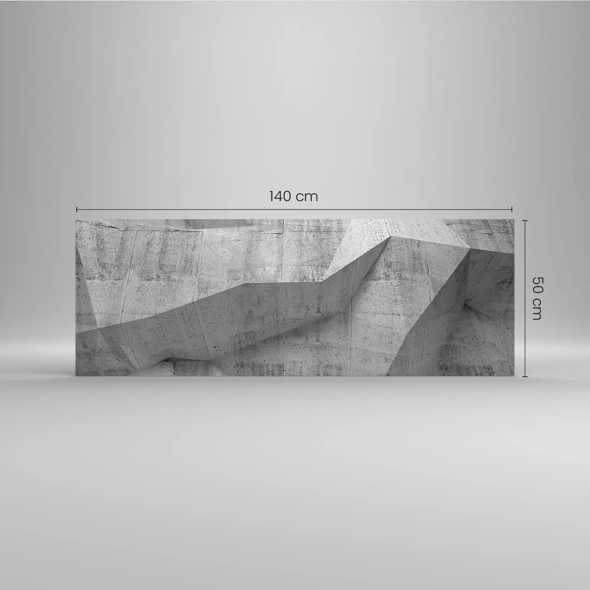 Quadro su vetro - Forme geometriche in cemento grigio - 140x50cm - Una vera sfida - Decorazione murale moderna per soggiorno e camera da letto ARTTOR