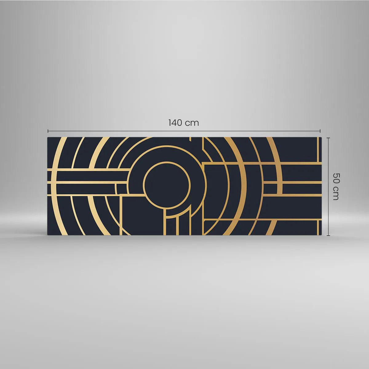 Glasbild - Bild auf glas - Geometrisches Muster mit goldenen Linien - 140x50cm - Wendungen der Dinge - Moderne Wanddekoration für Wohnzimmer und Schlafzimmer ARTTOR