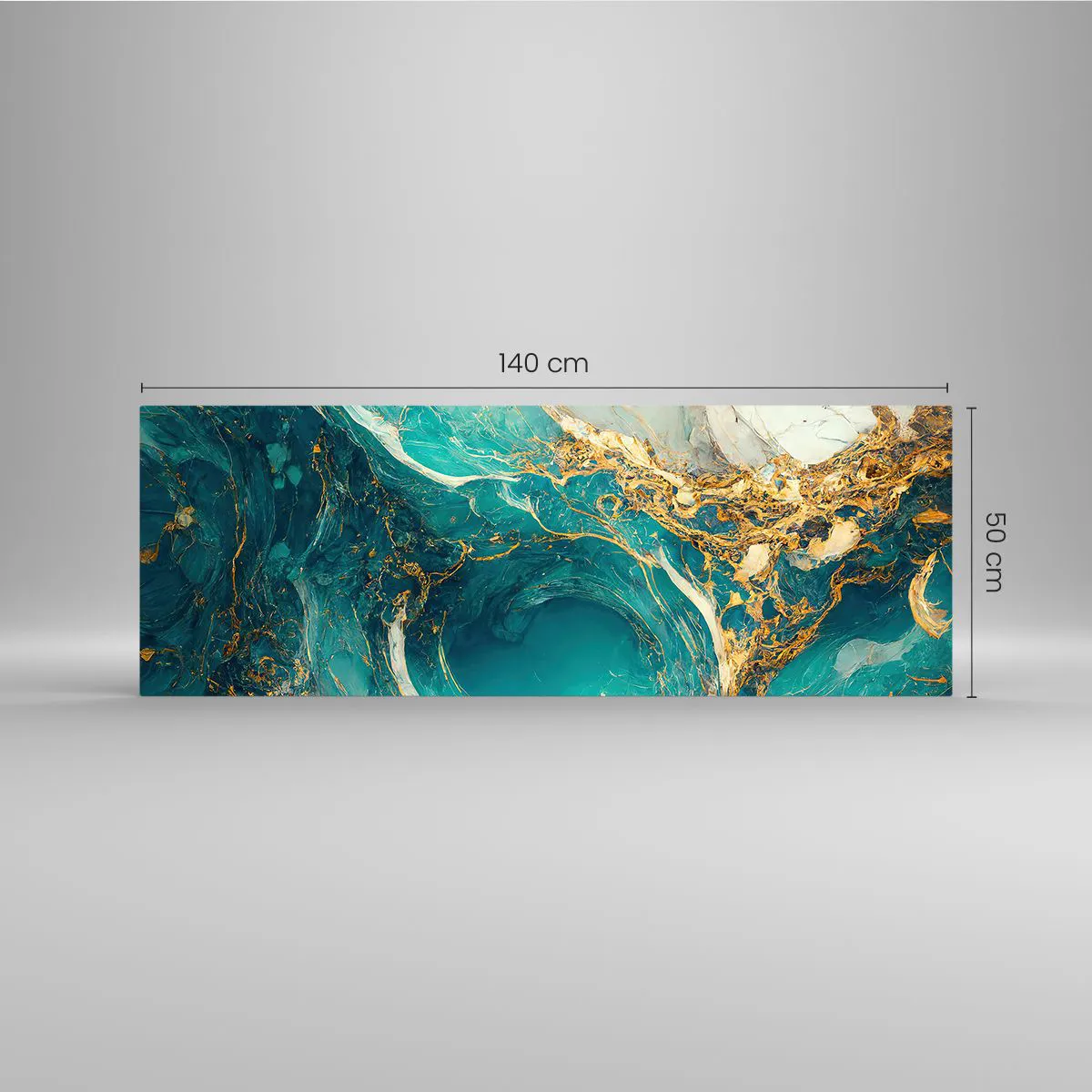 Quadro em vidro - Composição com veios d'ouro - 140x50 cm