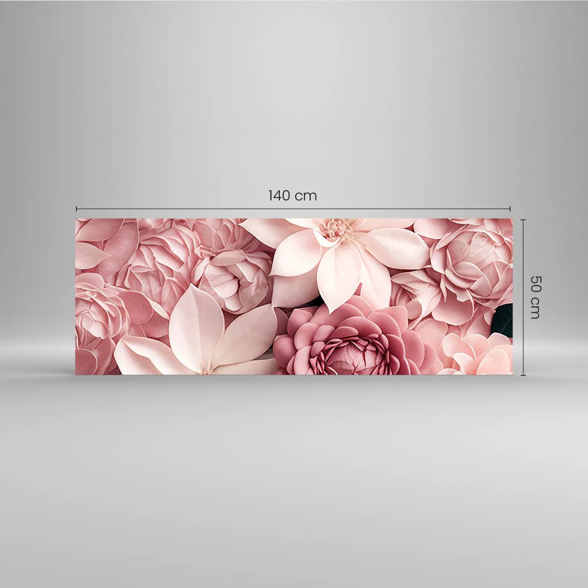 Obraz na szkle - Kwiaty w odcieniach różu i bieli w artystycznym ujęciu - 140x50cm - W różowych płatkach - Nowoczesna dekoracja ścienna do salonu i sypialni ARTTOR