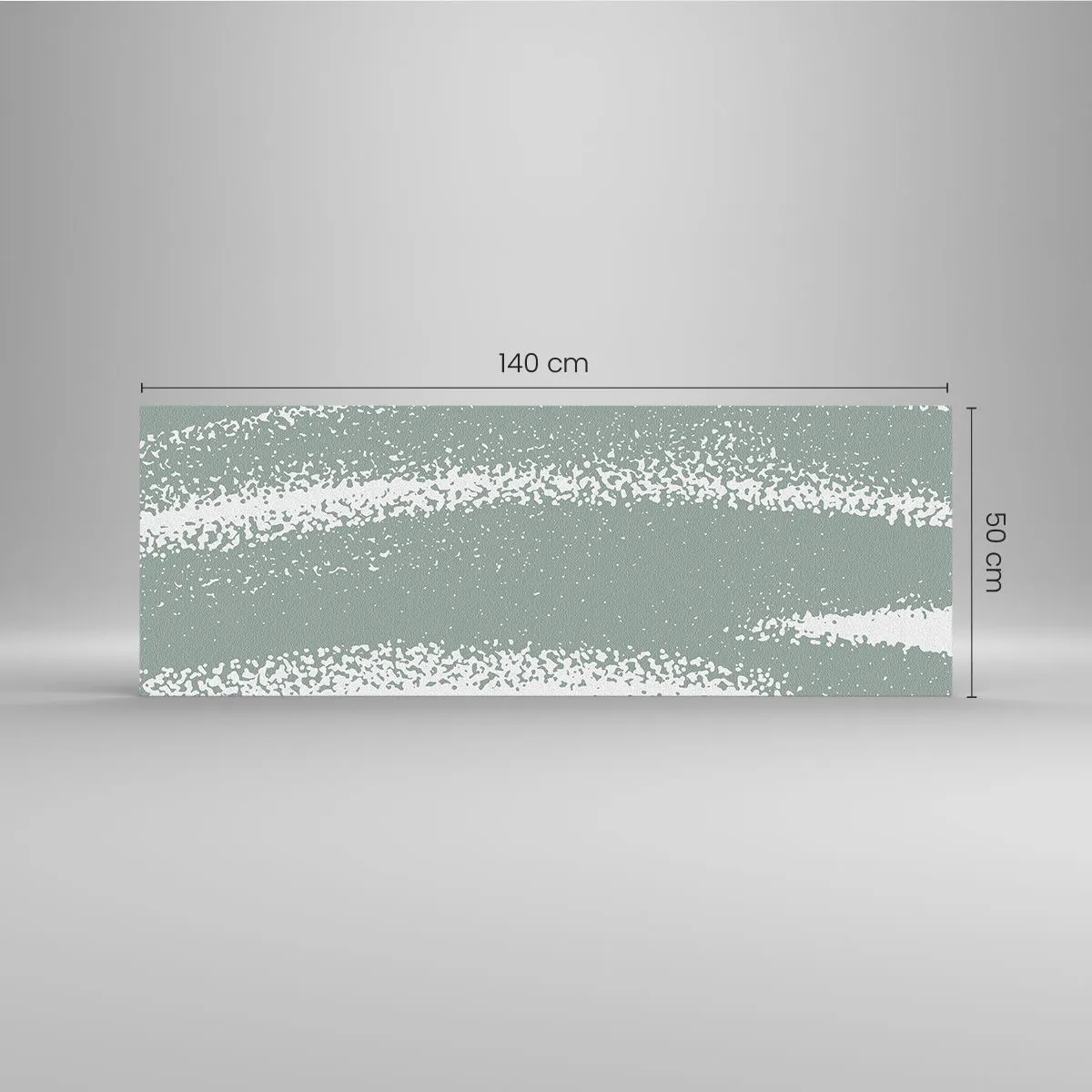 Quadro su vetro - Onde invernali nei toni del menta e del bianco - 140x50cm - Astrazione in clima invernale - Decorazione murale moderna per soggiorno e camera da letto ARTTOR