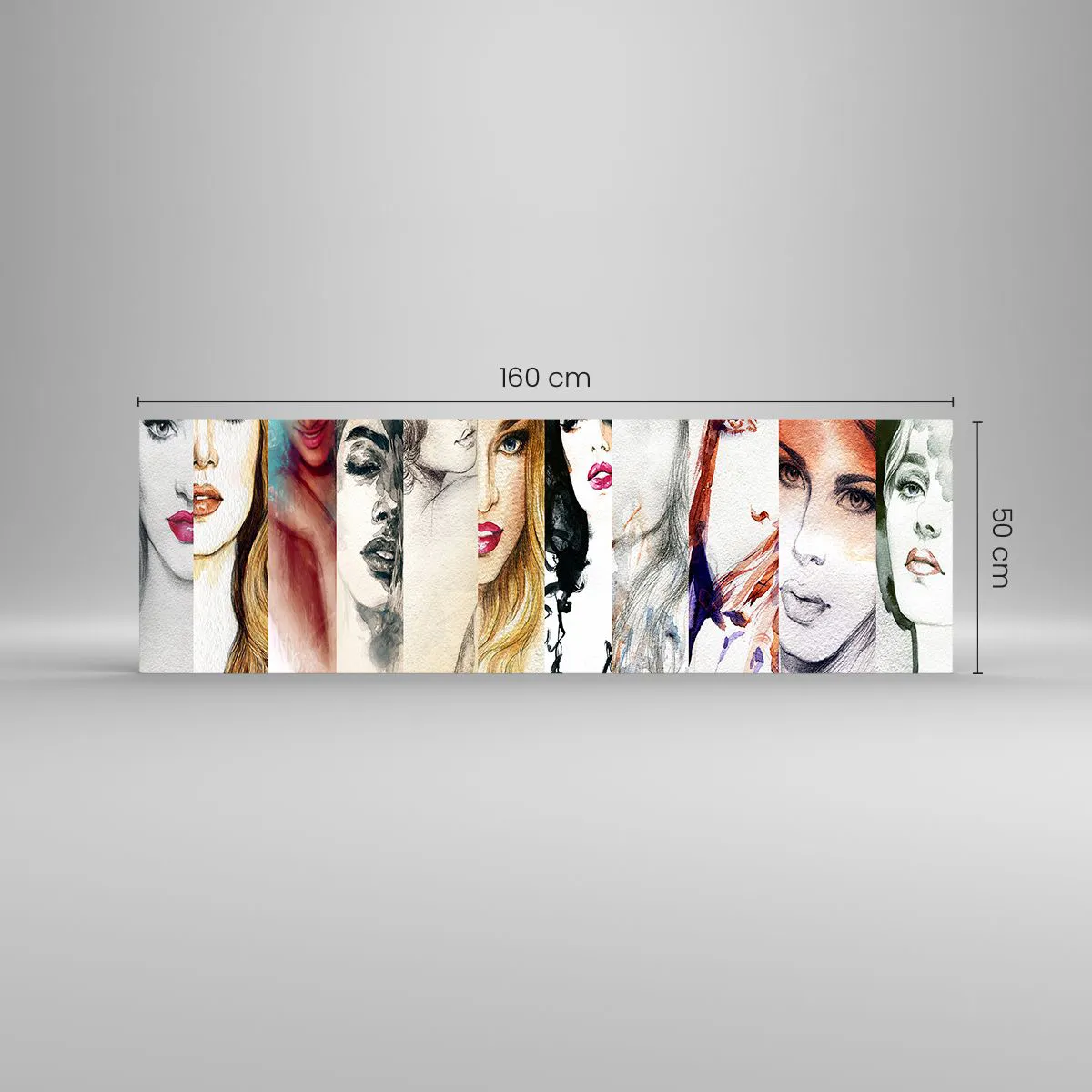 Impression sur verre - Image sur verre - Une collection de portraits de femmes dans divers styles artistiques. - 160x50cm - Et c'est toujours TOI - Décoration murale moderne pour le salon et la chambre ARTTOR