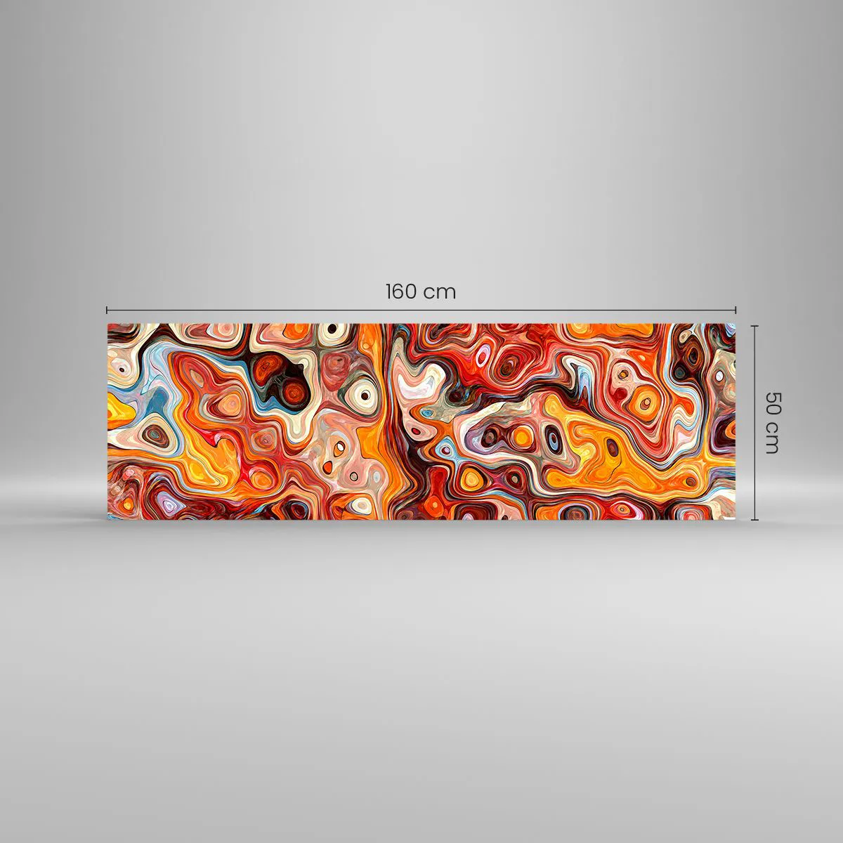 Impression sur verre - Image sur verre - Une composition abstraite dans des tons chauds de rouge, d'orange et de jaune. - 160x50cm - Si les noix fondaient dans du miel - Décoration murale moderne pour le salon et la chambre ARTTOR