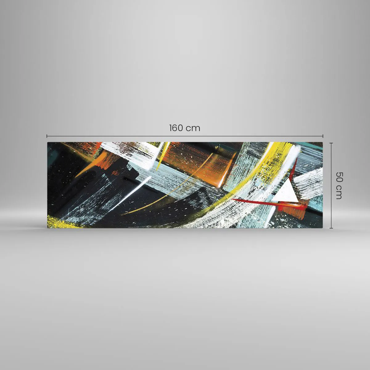 Glasbild - Bild auf glas - Bunte abstrakte Pinselstriche - 160x50cm - Energie der Bewegung - Moderne Wanddekoration für Wohnzimmer und Schlafzimmer ARTTOR