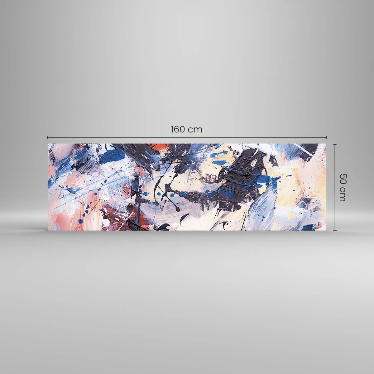 Schilderen op glas - Gekke dans van abstractie - 160x50 cm