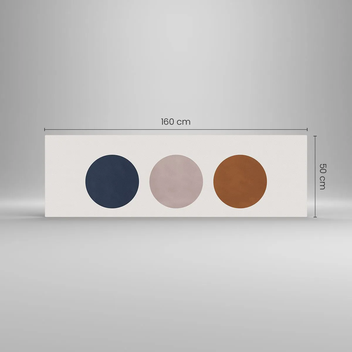 Obraz na szkle - Minimalistyczna kompozycja z trzema kolorowymi kołami - 160x50cm - Symbol doskonałości - Nowoczesna dekoracja ścienna do salonu i sypialni ARTTOR