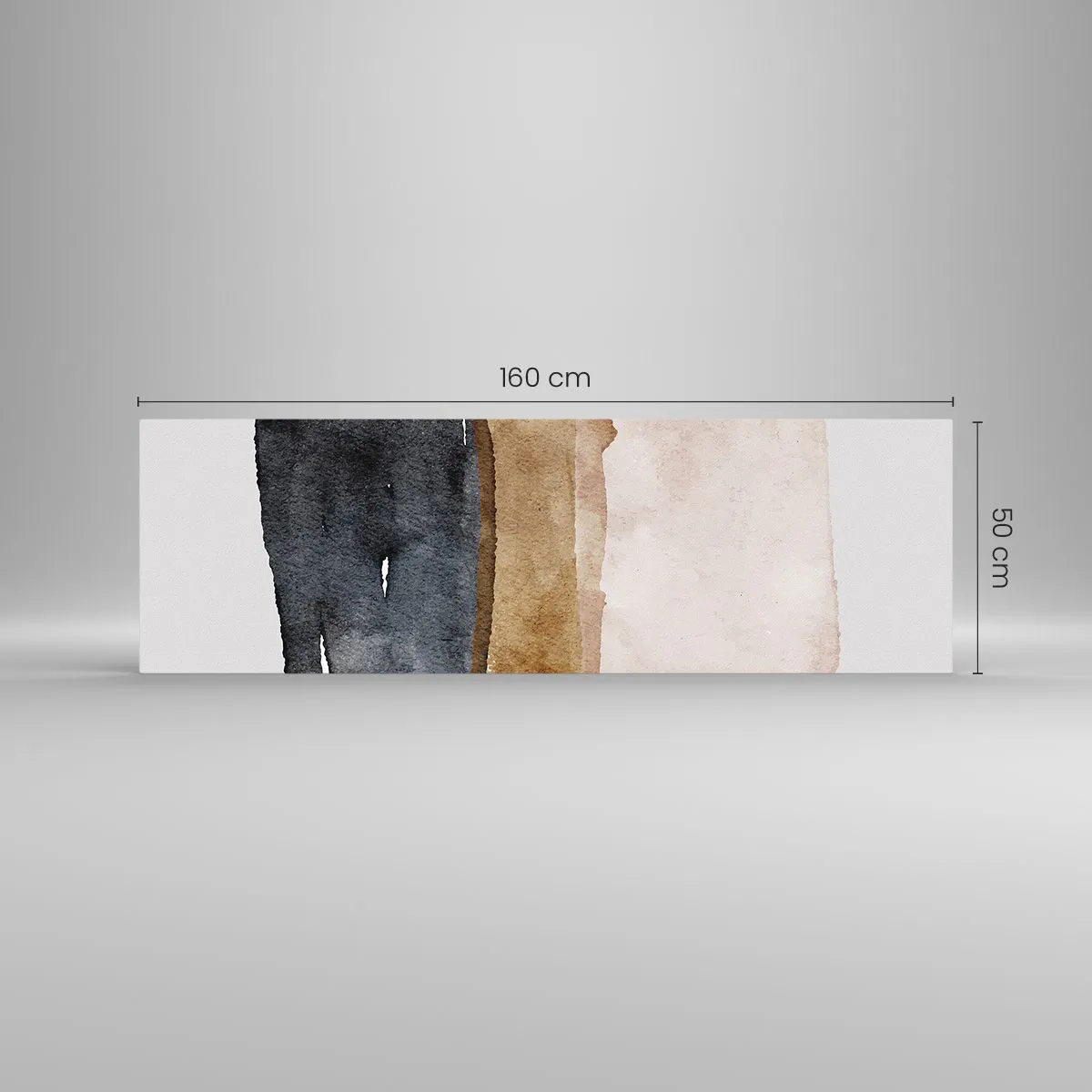 Glasbild - Bild auf glas - Eine minimalistische Komposition aus drei Rechtecken in Erdtönen. - 160x50cm - Die Komposition der Farben der Erde - Moderne Wanddekoration für Wohnzimmer und Schlafzimmer ARTTOR