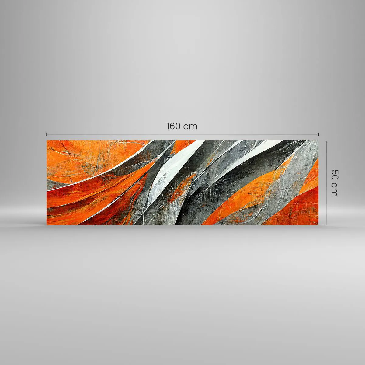 Glasbild - Bild auf glas - Abstrakte Linien in Orange- und Grautönen - 160x50cm - Hitze und Kälte - Moderne Wanddekoration für Wohnzimmer und Schlafzimmer ARTTOR