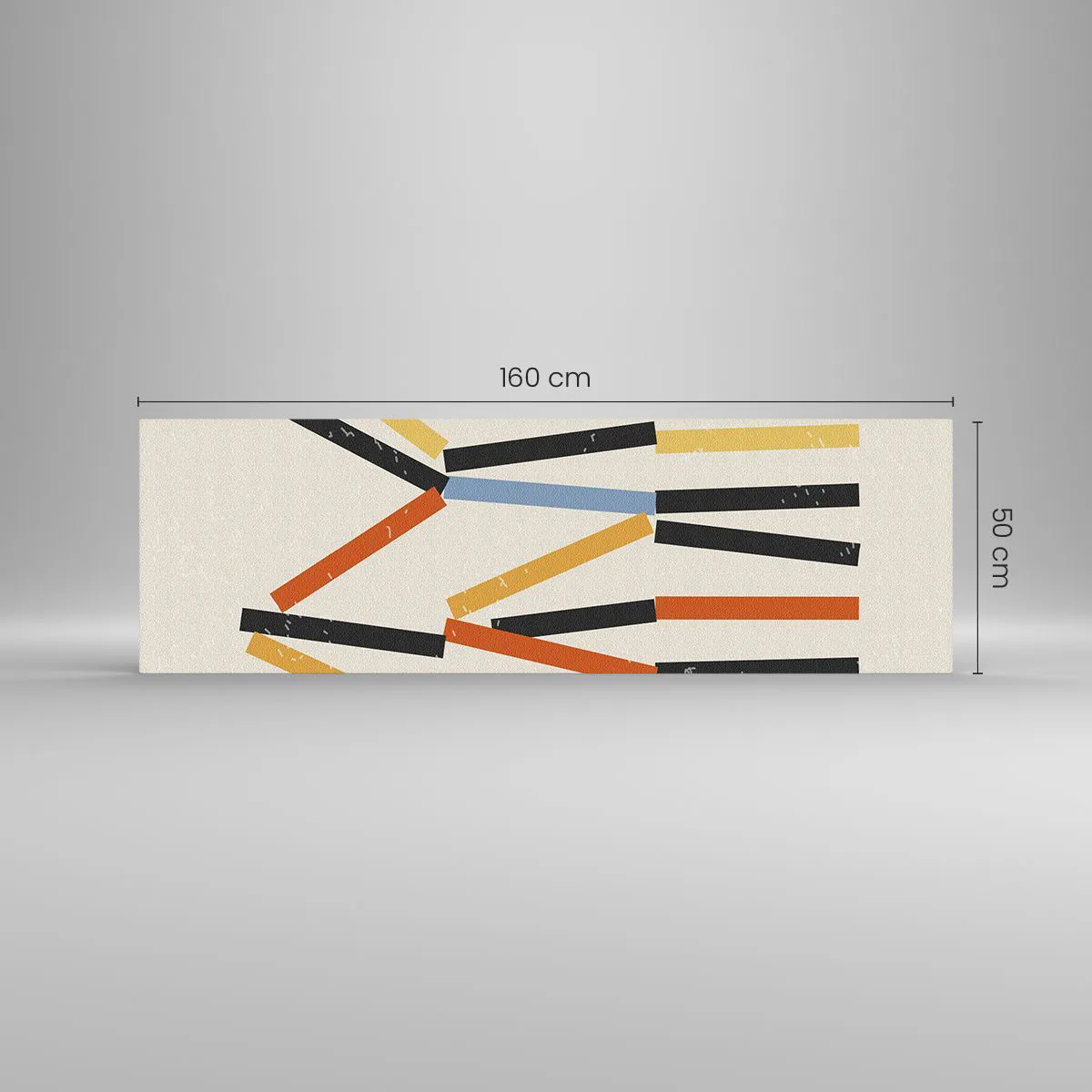 Impression sur verre - Image sur verre - Composition abstraite avec des rectangles colorés et noirs disposés horizontalement - 160x50cm - Composition de niveaux - Décoration murale moderne pour le salon et la chambre ARTTOR