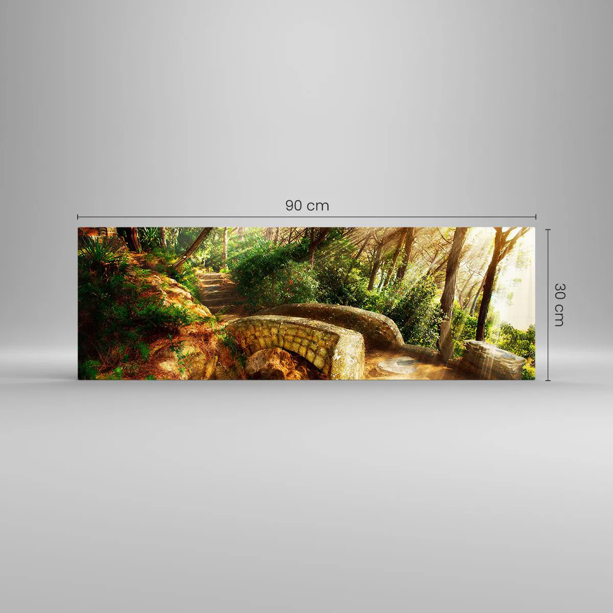 Impression sur verre - Image sur verre - Directement du pont dans une forêt de conte de fées - 90x30 cm