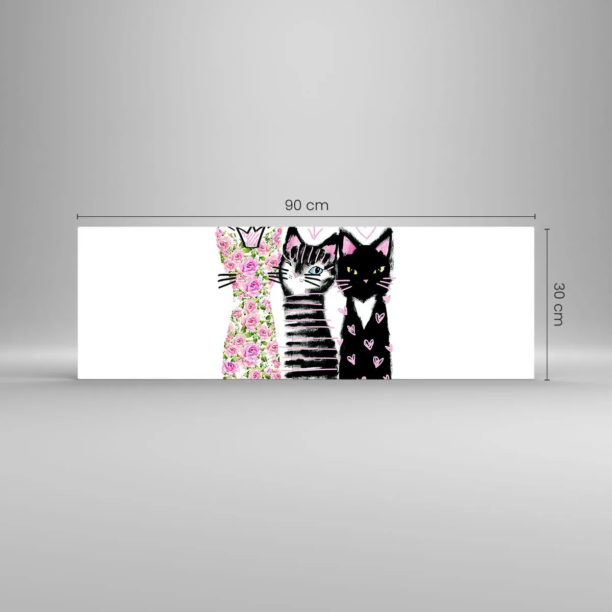 Üveg kép - Volt egyszer három macska - 90x30 cm