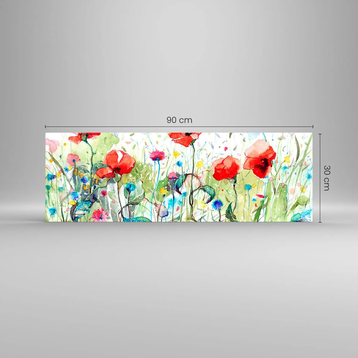 Obraz na skle - Kvetoucí louka v květnu - 90x30 cm