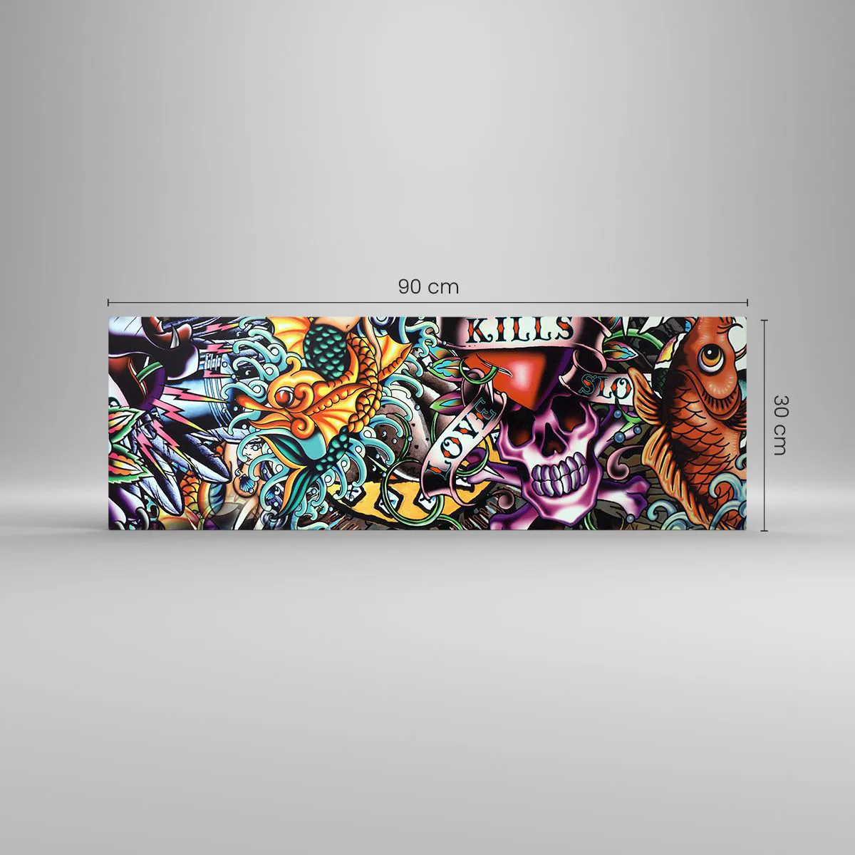 Cuadro sobre vidrio - Impresiones sobre Vidrio - El sueño de un tatuador - 90x30 cm