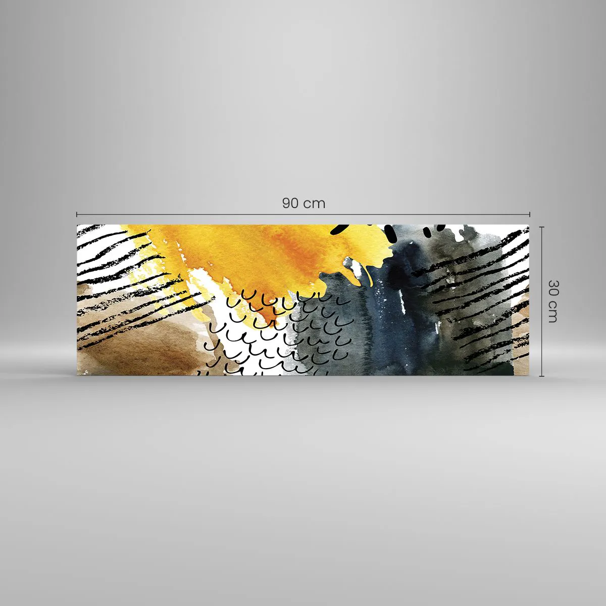 Tablou pe sticlă - O întâlnire a elementelor - 90x30 cm