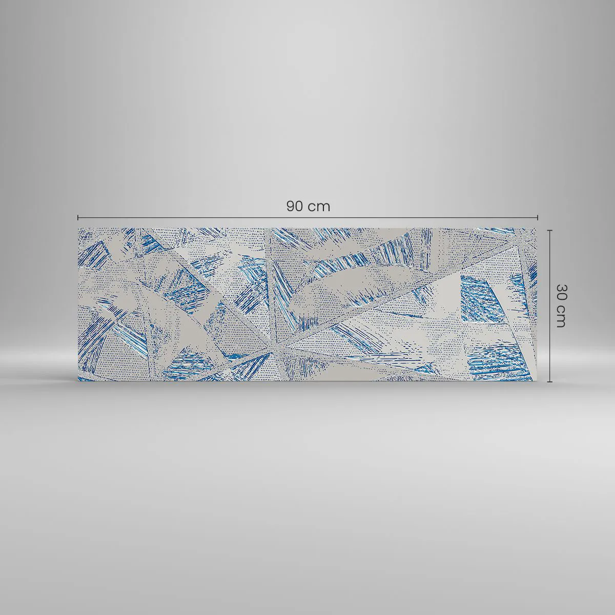 Tablou pe sticlă - Într-un labirint de gri-albastru - 90x30 cm