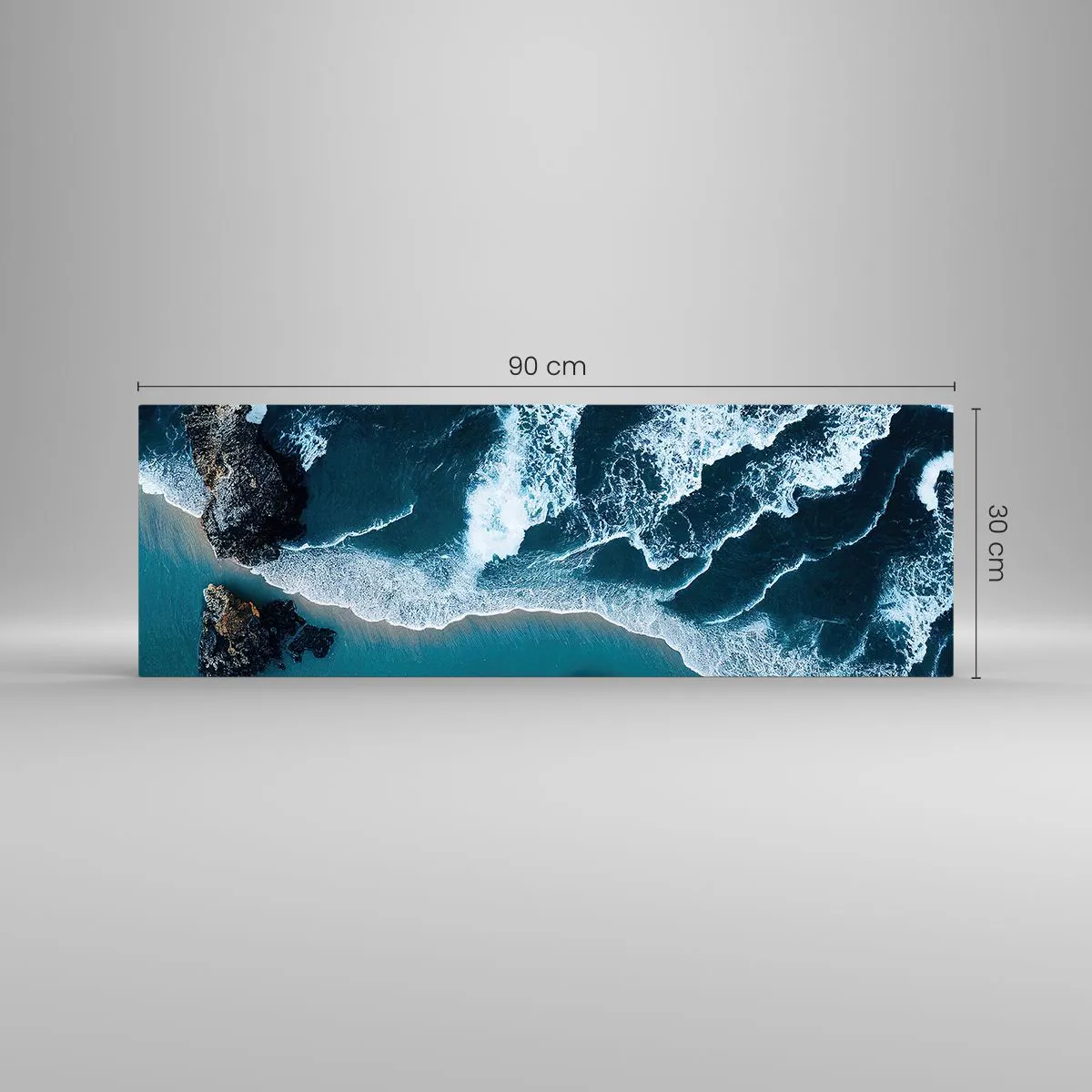 Impression sur verre - Image sur verre - Enveloppé par les vagues - 90x30 cm