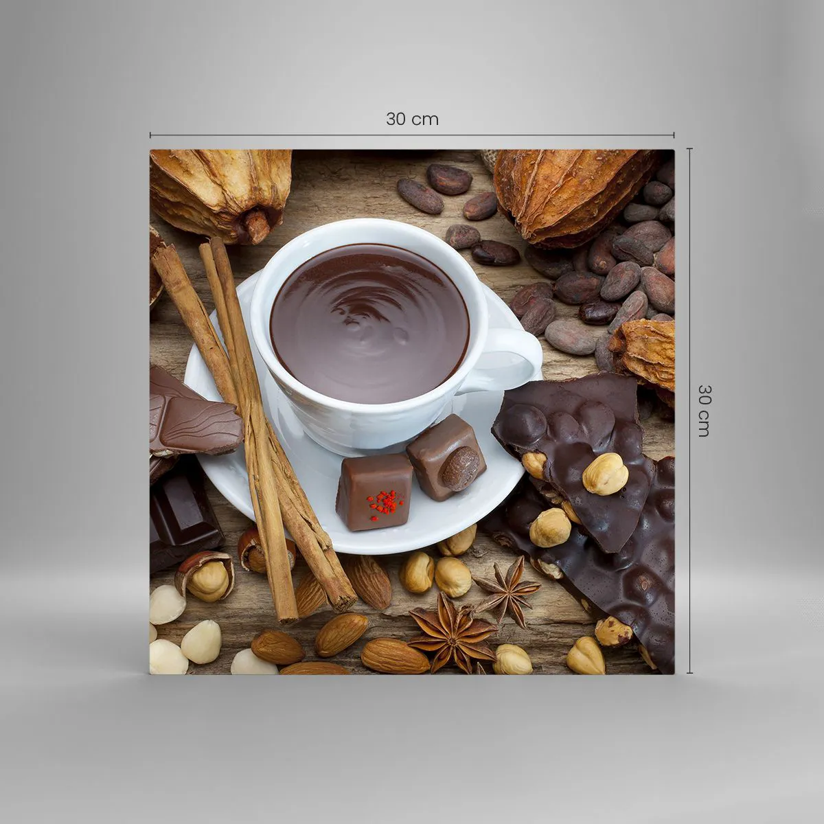 Glasbild - Bild auf glas - Aus einer märchenhaften Schokoladenfabrik - 30x30 cm