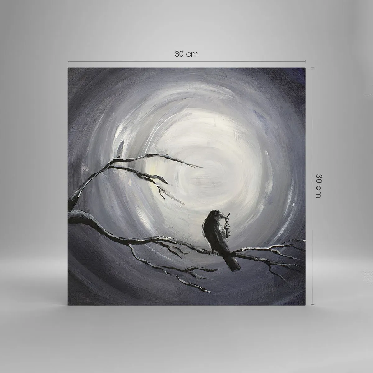 Billede på glas - Nøglen til nattens mysterium - 30x30 cm