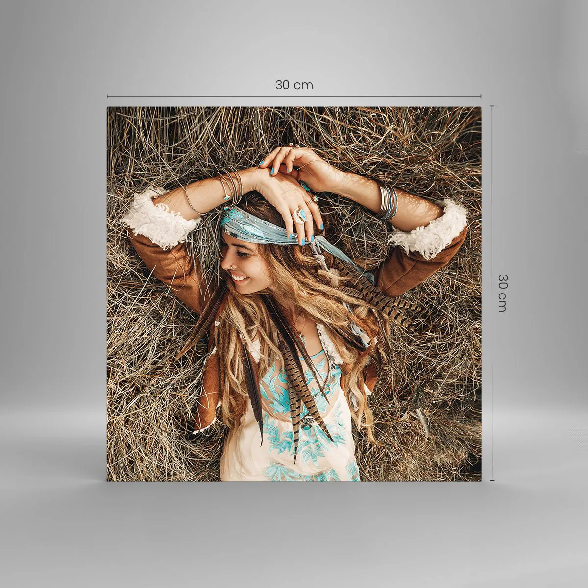 Glastavla - Bild på glas - På väg till kärlekens sommar - 30x30 cm