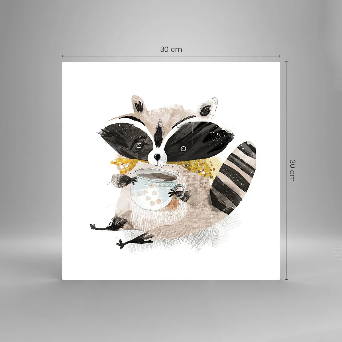 Impression sur verre - Image sur verre - Mon ami le raton laveur - 30x30 cm