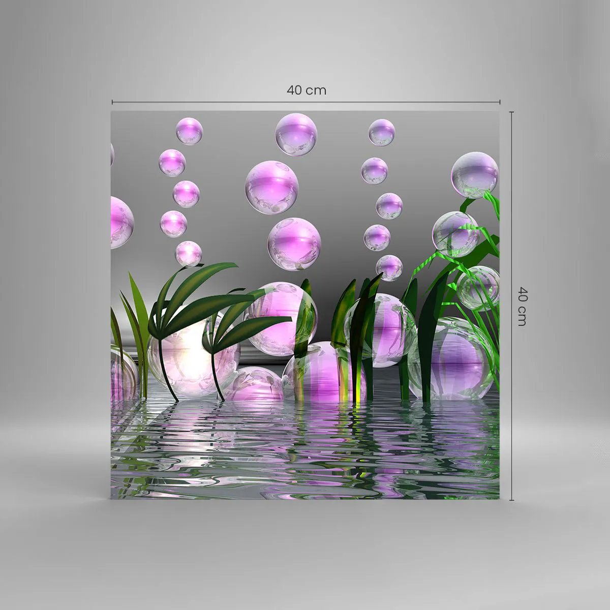 Glass picture - Reflexive Composition of Lightness and Life - 40x40 cm