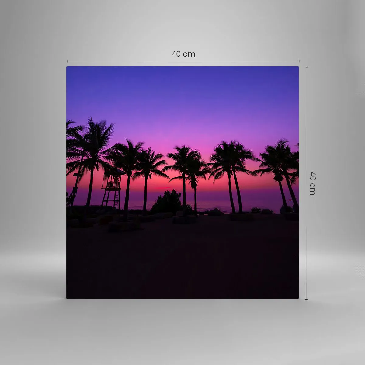 Glass picture - Evening under the Palms - 40x40 cm