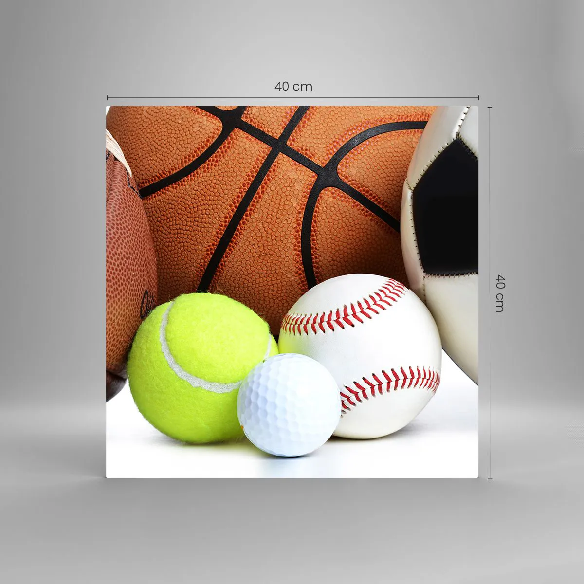 Quadro em vidro - Adoramos uma bola! - 40x40 cm