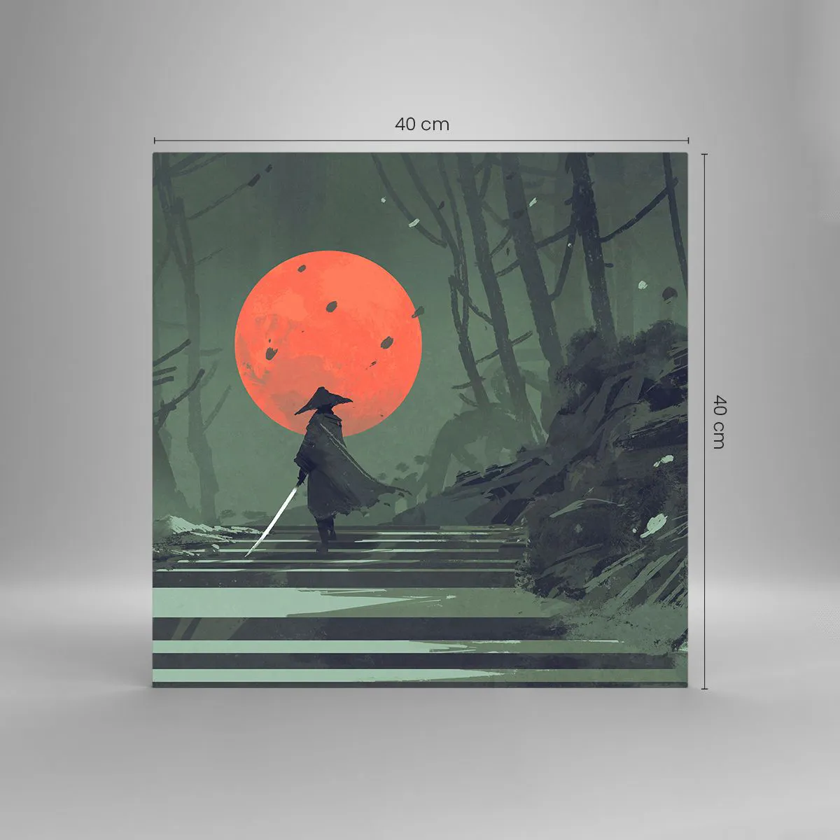 Impression sur verre - Image sur verre - Guerrier de la lune rouge - 40x40 cm