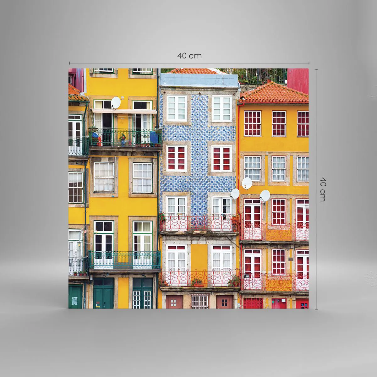 Cuadro sobre vidrio - Impresiones sobre Vidrio - Los colores de la ciudad vieja - 40x40 cm