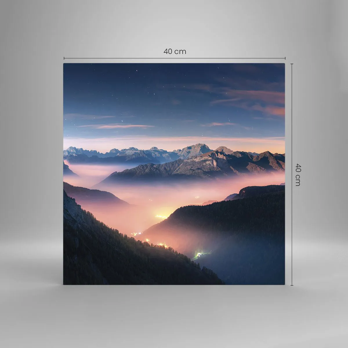 Glass picture - Light in the Valleys - 40x40 cm