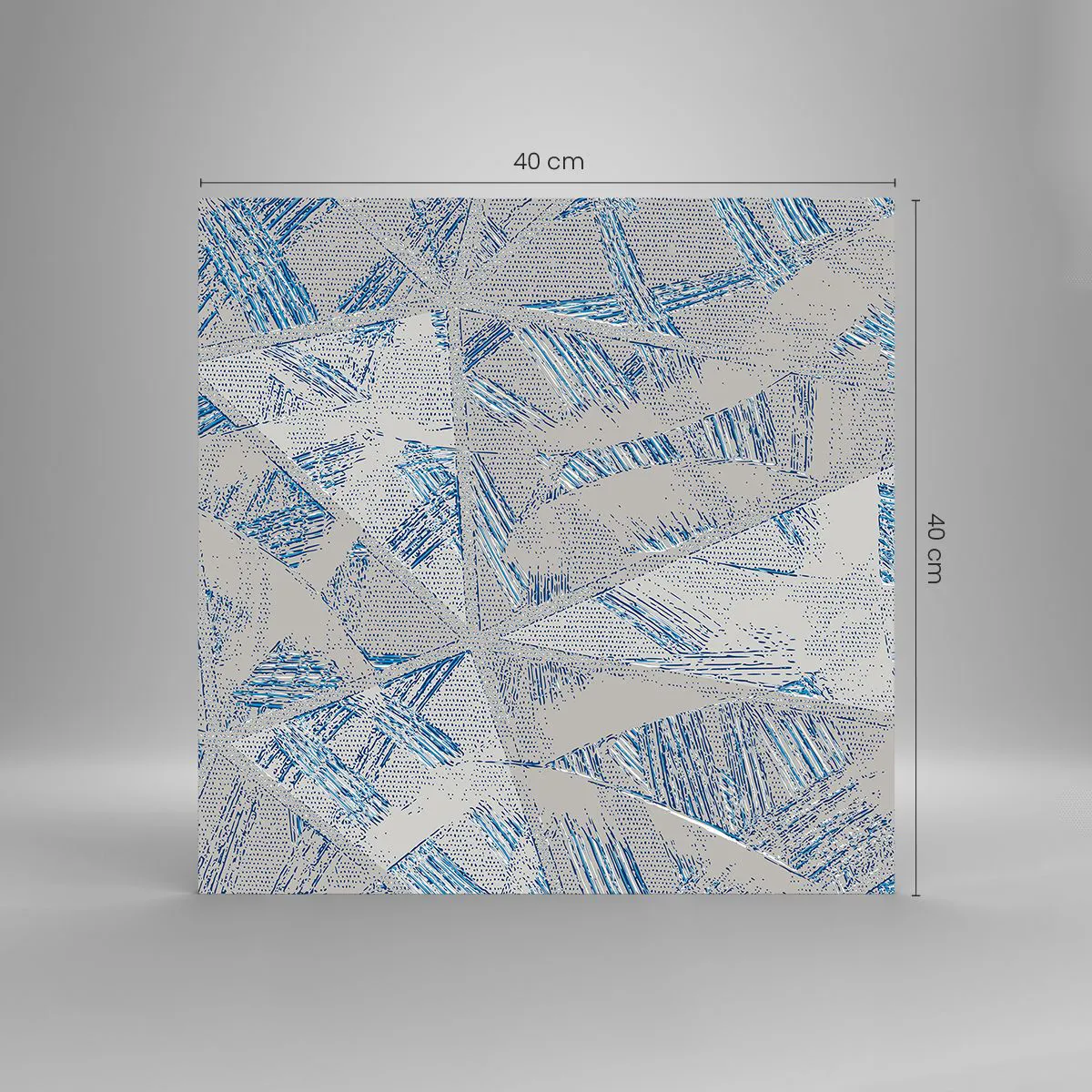 Tablou pe sticlă - Într-un labirint de gri-albastru - 40x40 cm