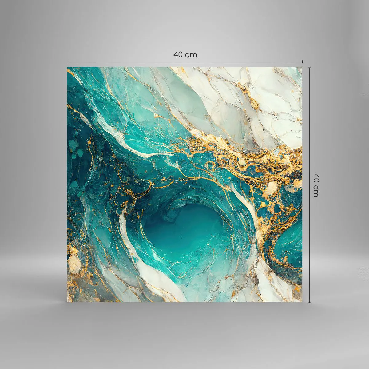 Quadro em vidro - Composição com veios d'ouro - 40x40 cm