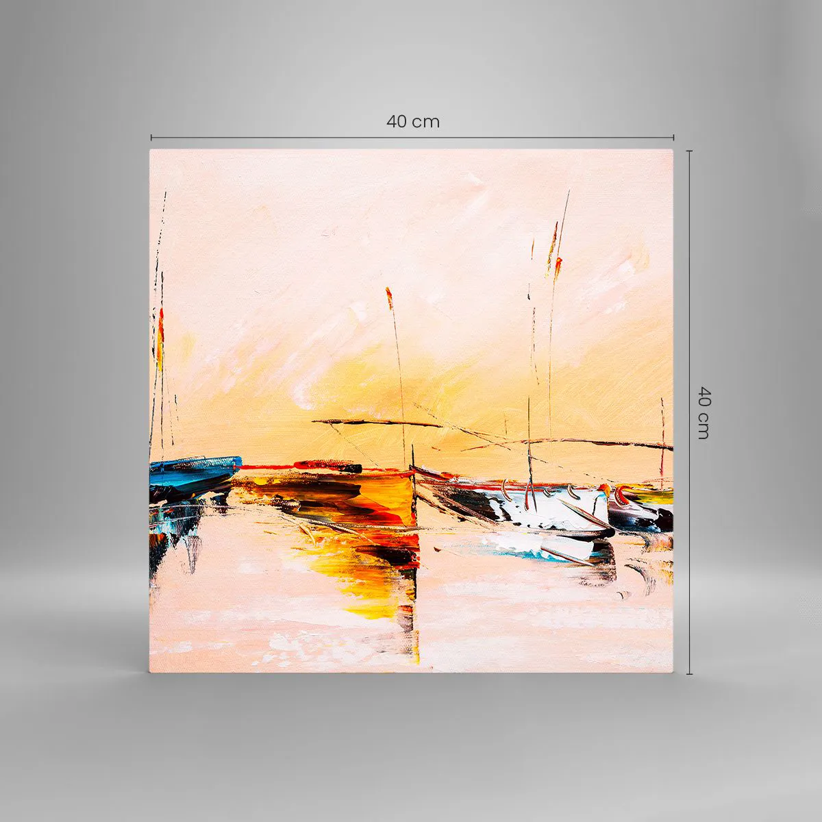 Glastavla - Bild på glas - En kväll i hamnen - 40x40 cm