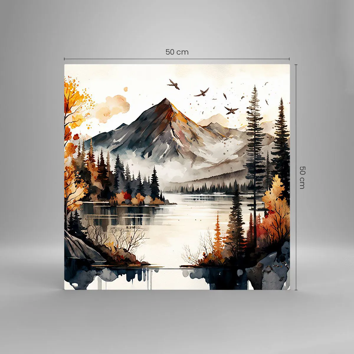 Obraz na skle - Zlatá jeseň na horách - 50x50 cm