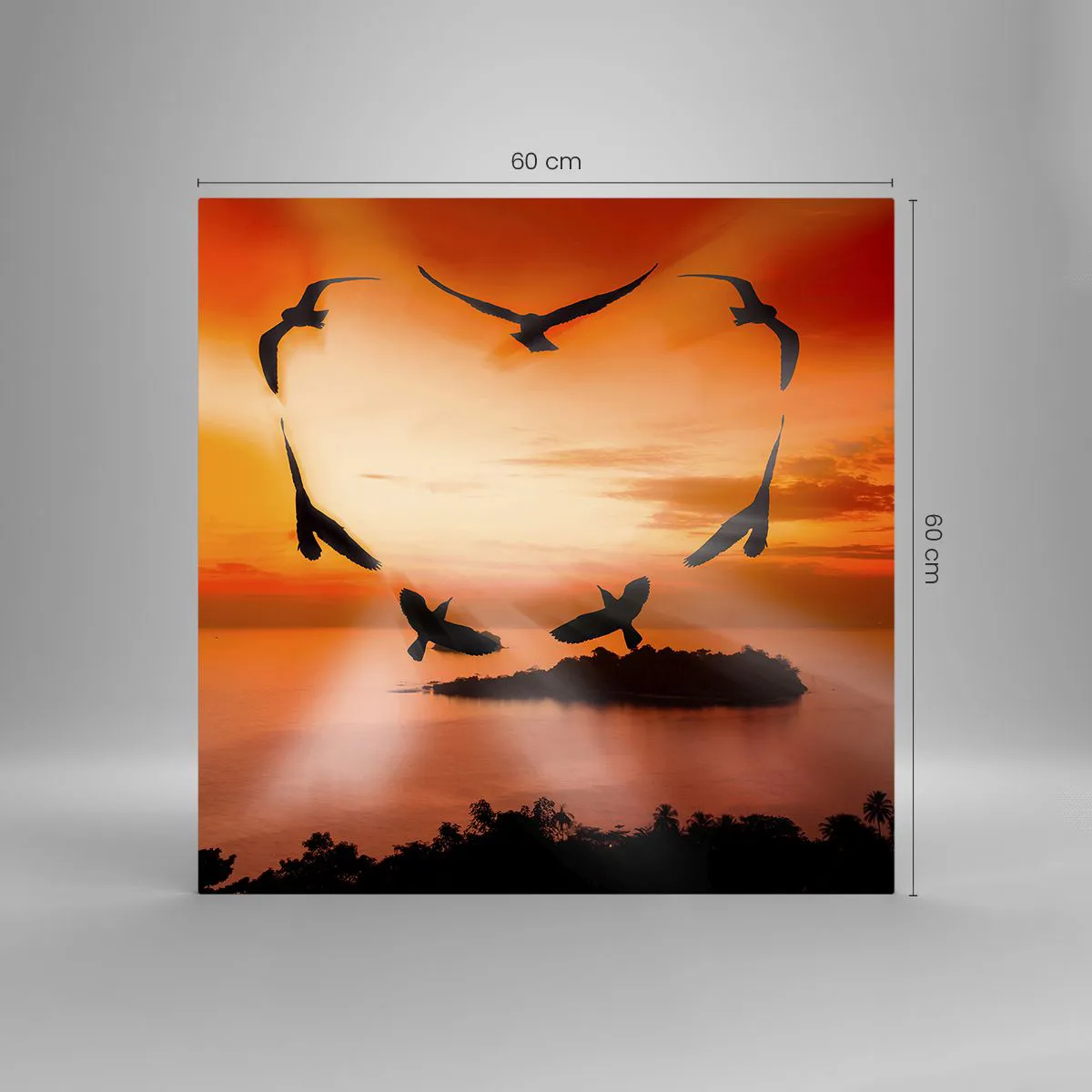 Glass picture - Love the World Like Birds - 60x60 cm