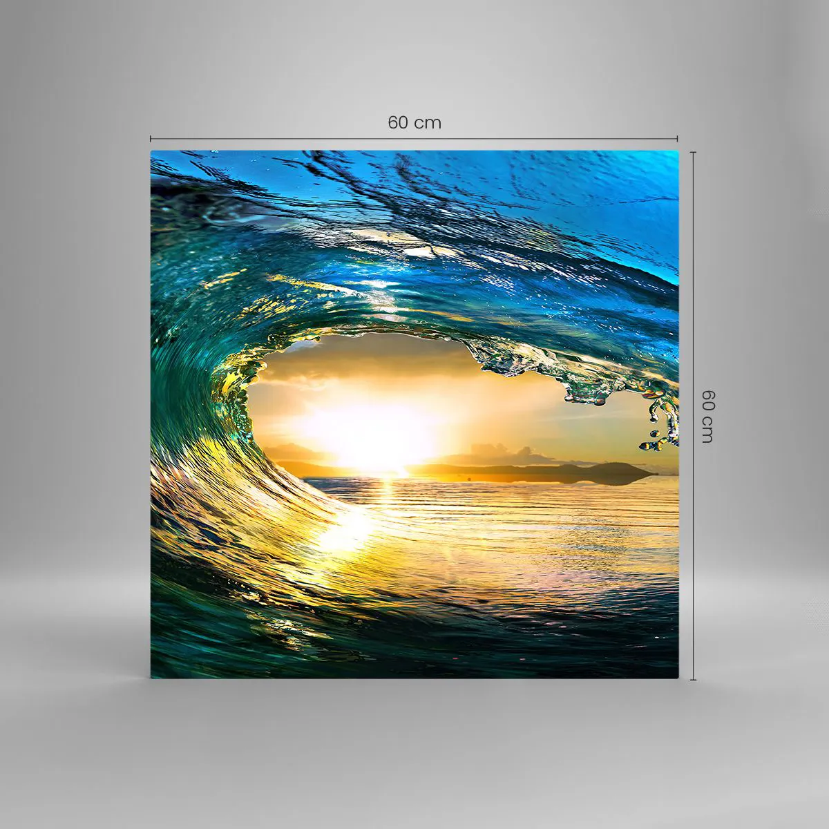 Glass picture - In an Emerald and Gold Crystal - 60x60 cm