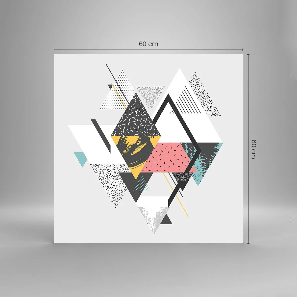 Quadro em vidro - Variações do triângulo e losango - 60x60 cm