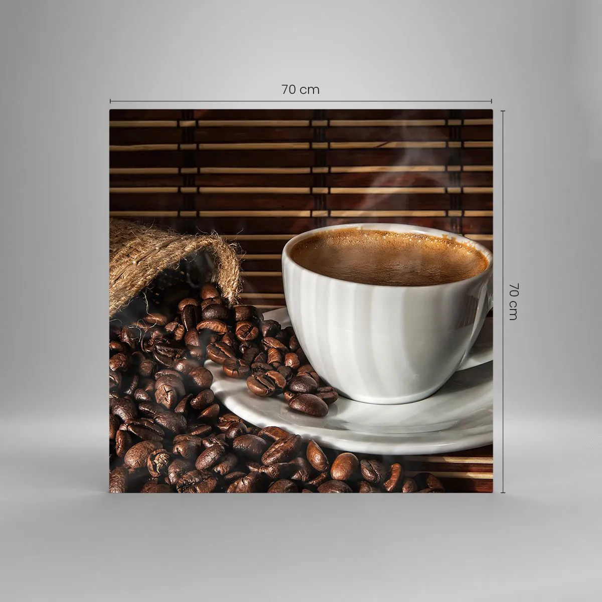 Tablou pe sticlă - Negru de cărbune, transparență de chihlimbar - 70x70 cm