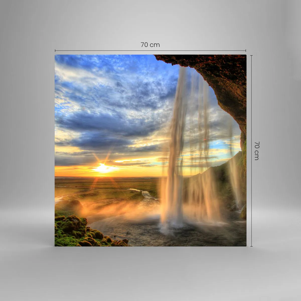 Impression sur verre - Image sur verre - Le monde derrière un voile de gouttes - 70x70 cm