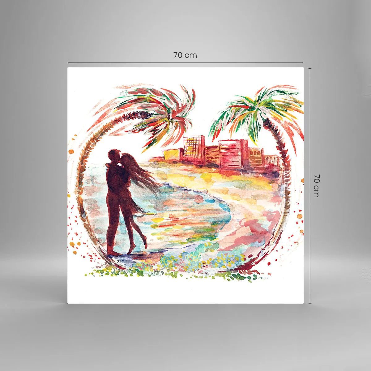 Cuadro sobre vidrio - Impresiones sobre Vidrio - Unas vacaciones románticas - 70x70 cm