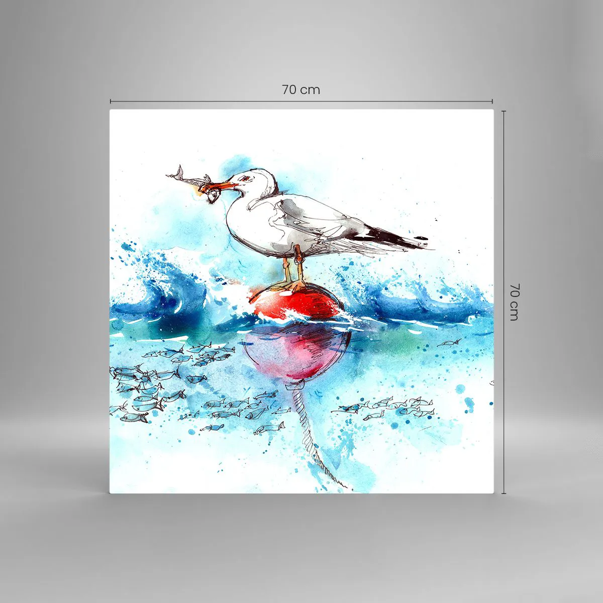 Obraz na szkle - Udany połów - 70x70 cm