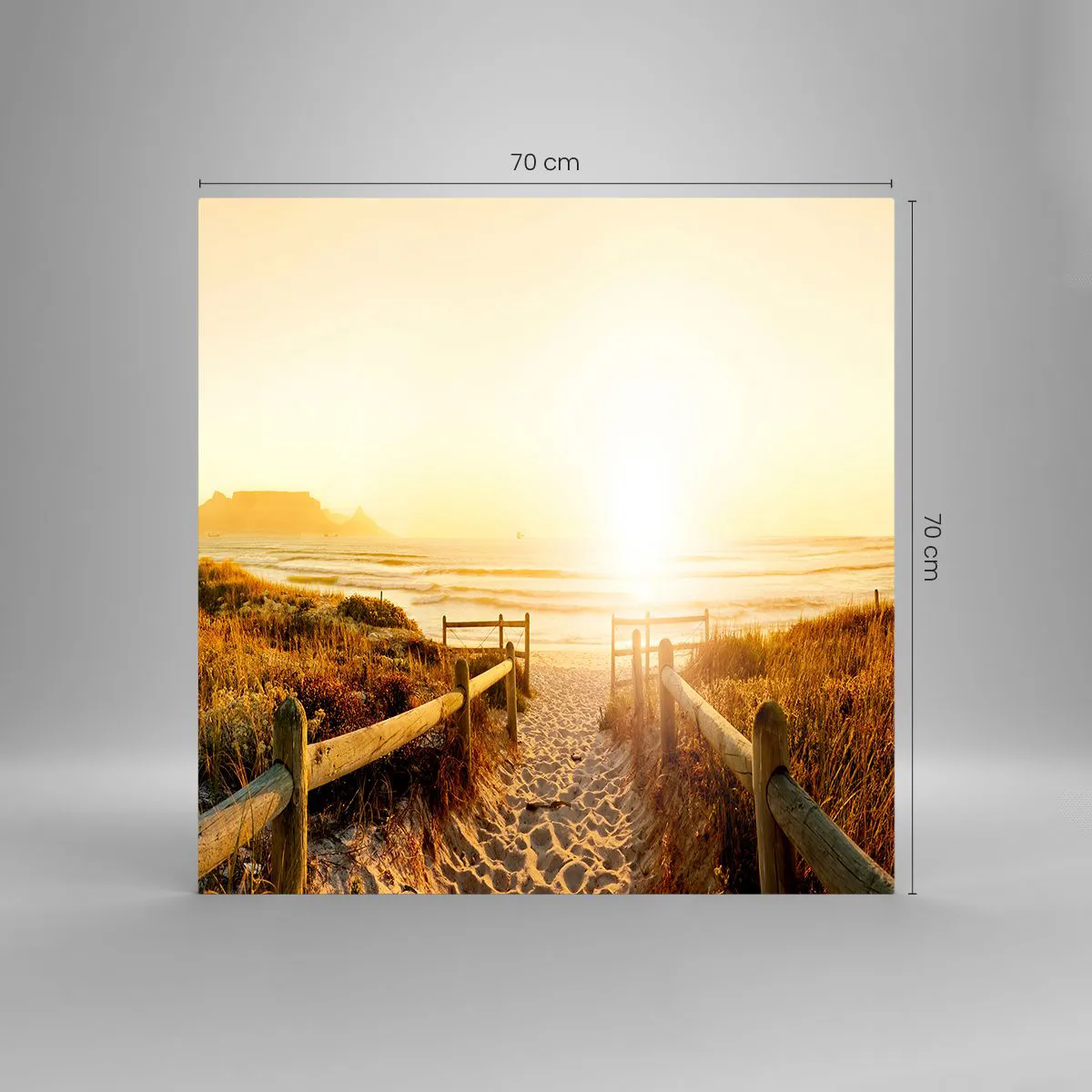 Tablou pe sticlă - Prin dune spre soare - 70x70 cm