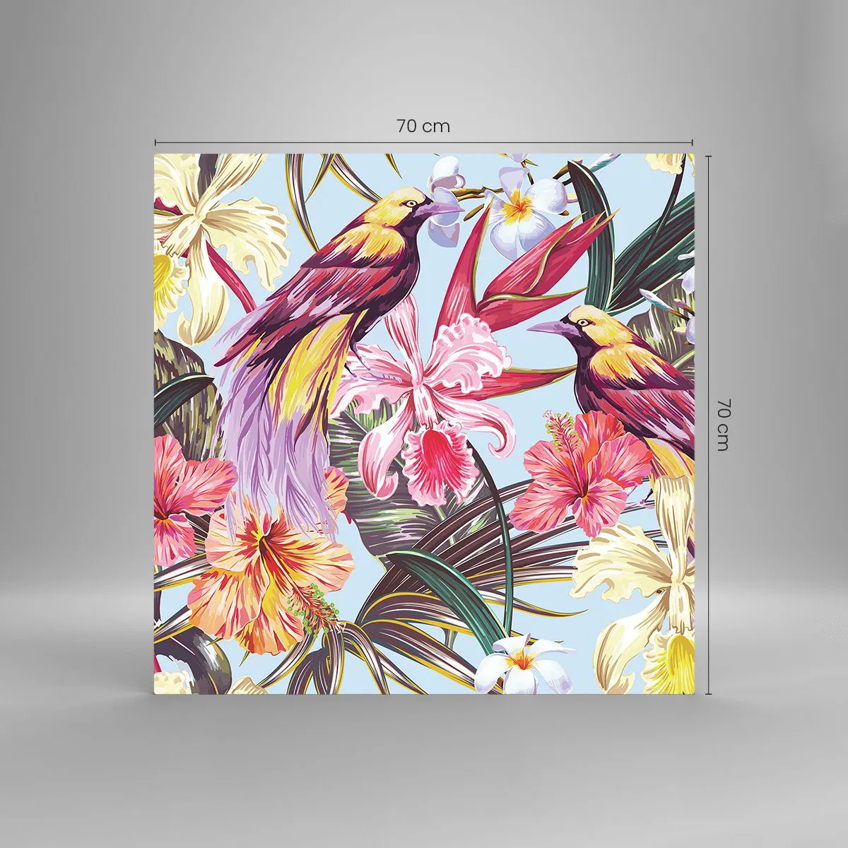 Glass picture - Flakes and Feathers - 70x70 cm