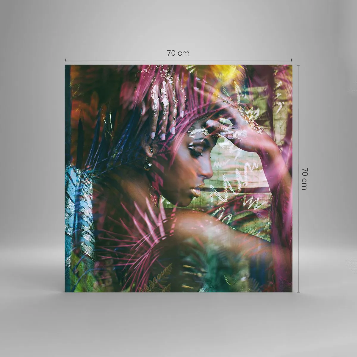 Impression sur verre - Image sur verre - Dame Nature dans la jungle - 70x70 cm