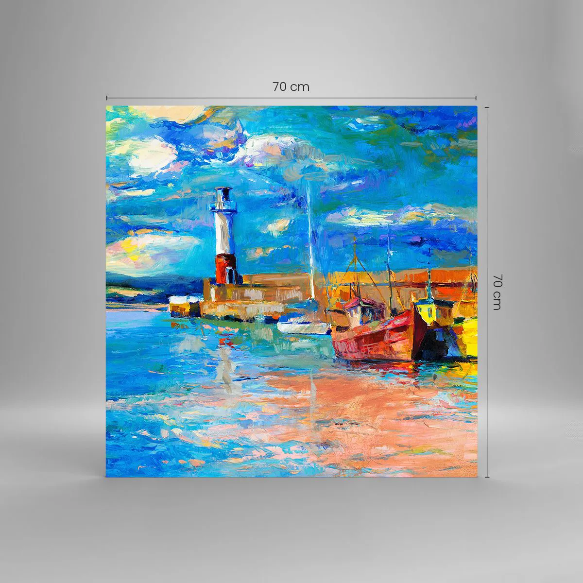 Glasbild - Bild auf glas - Ein Nachmittag in der Regenbogenbucht - 70x70 cm