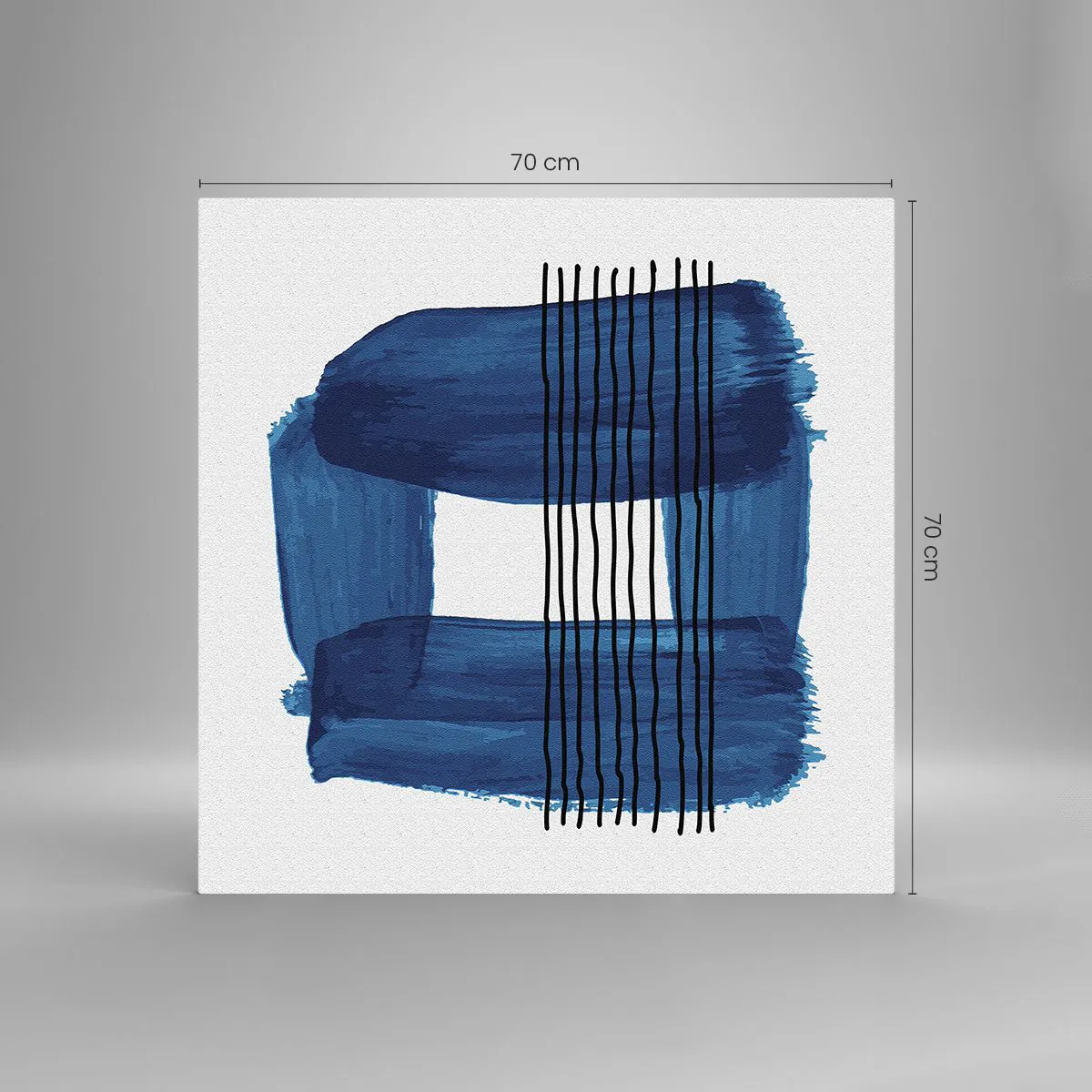 Tablou pe sticlă - Compoziție albastru-negru - 70x70 cm