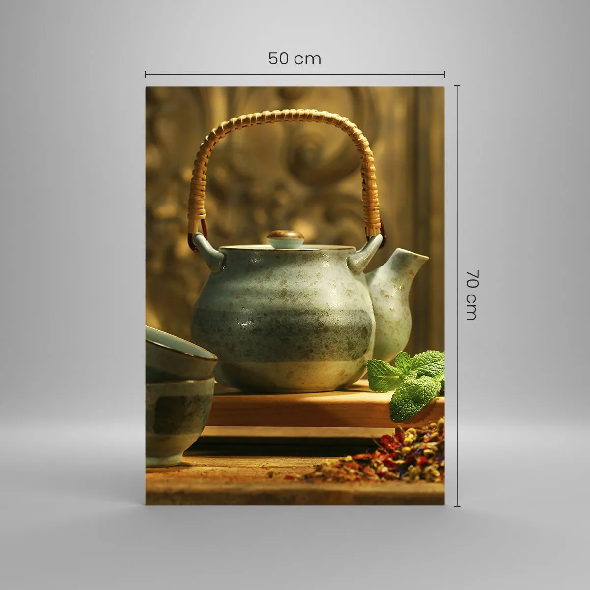 Billede på glas - En afhandling om at drikke te - 50x70 cm