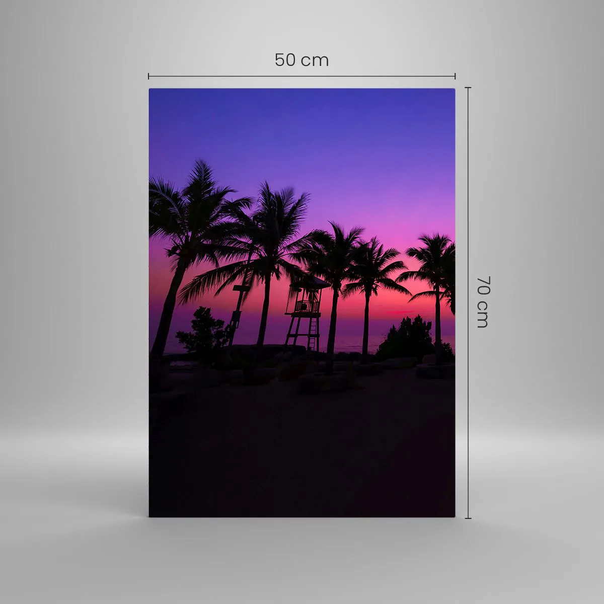 Quadro em vidro - Uma noite sob as palmeiras - 50x70 cm