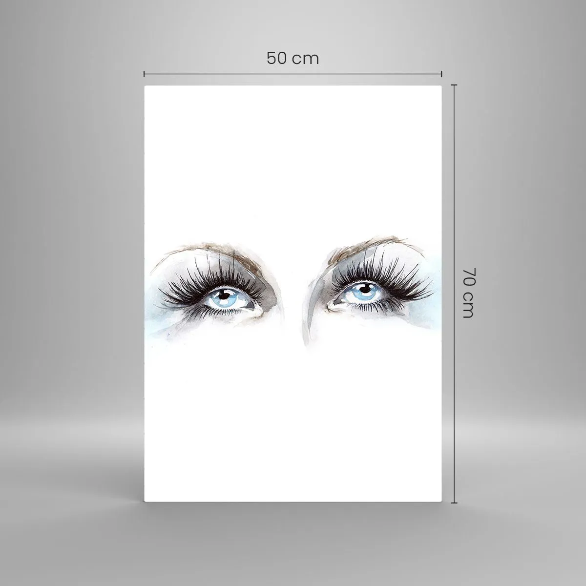 Glasbild - Bild auf glas - Der subtile Blick blauer Augen in einer künstlerischen Komposition - 50x70cm - Engelsaugen? - Moderne Wanddekoration für Wohnzimmer und Schlafzimmer ARTTOR